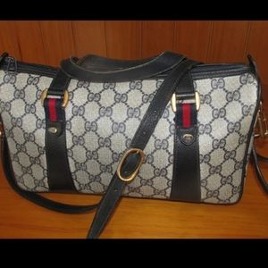 Authentic Vintage Gucci Blue Boston Bag
